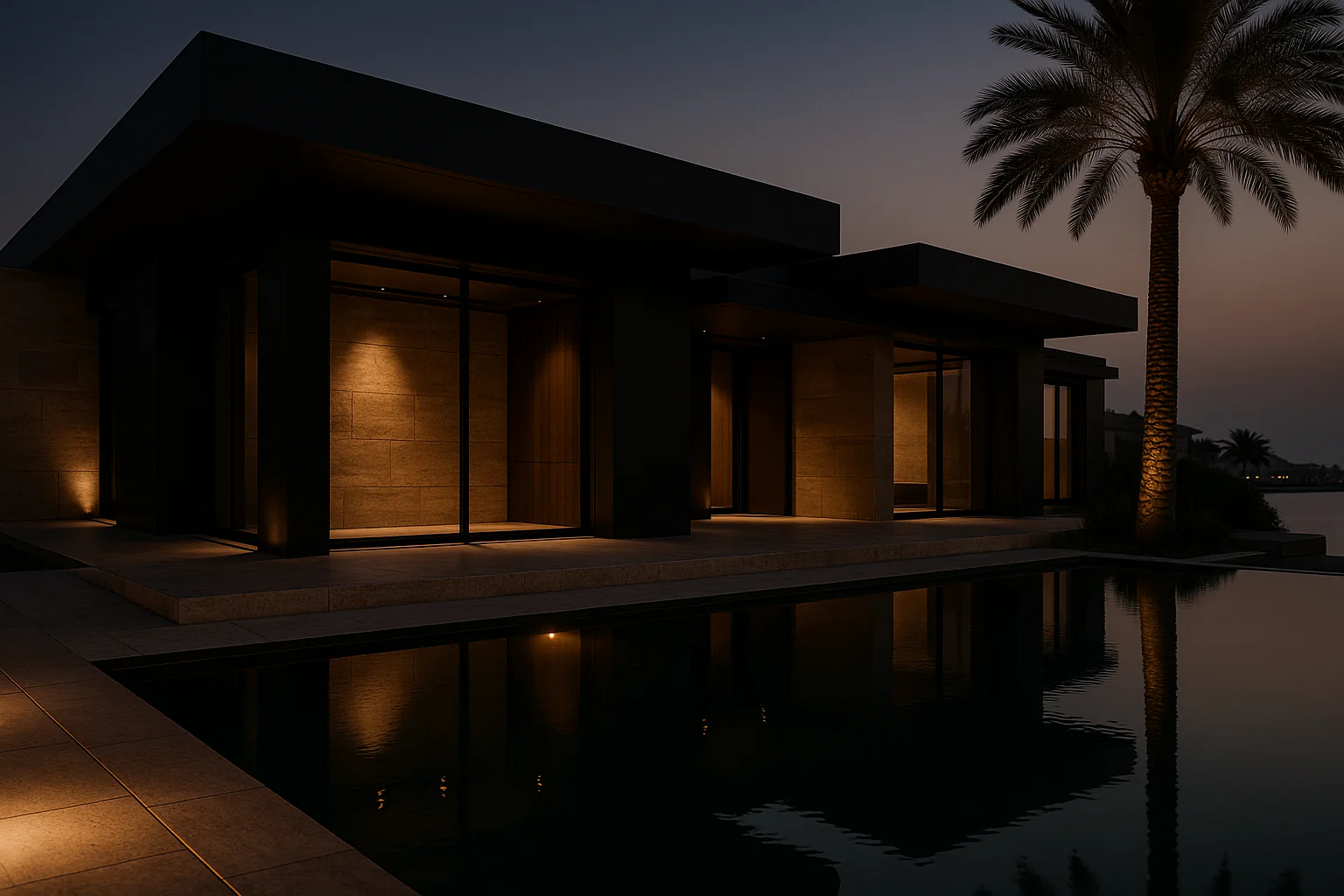 Azure Villa — infinity pool at dusk