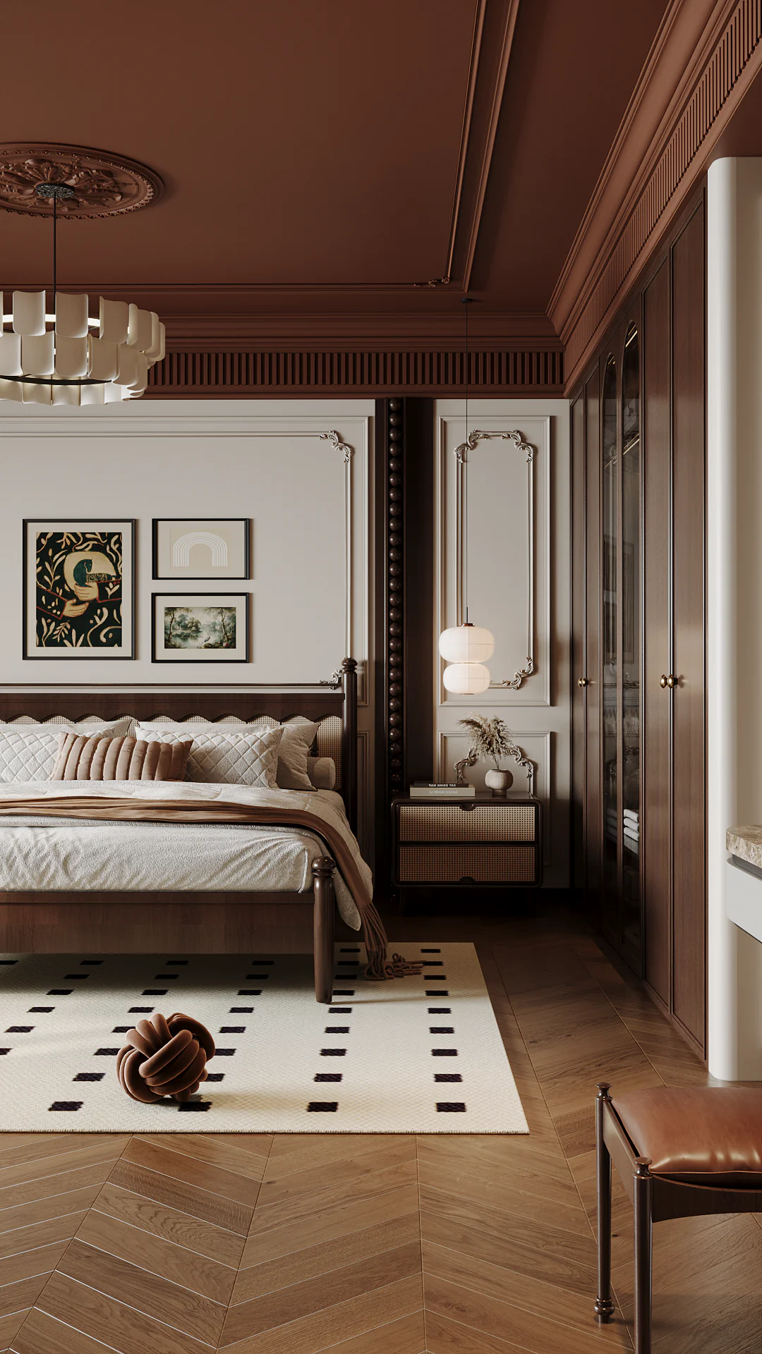 French Style Bedroom — sleeping volume in warm neutral light