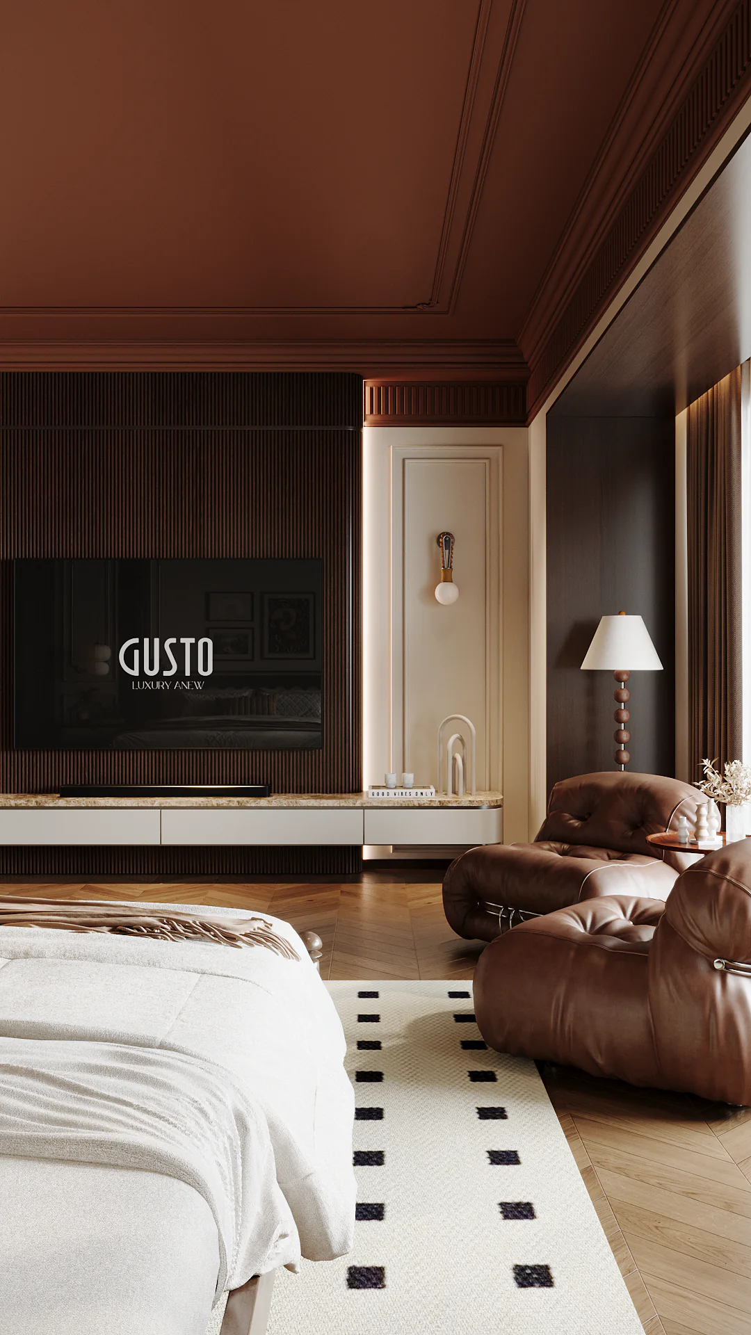 French Style Bedroom — bronze threshold detail