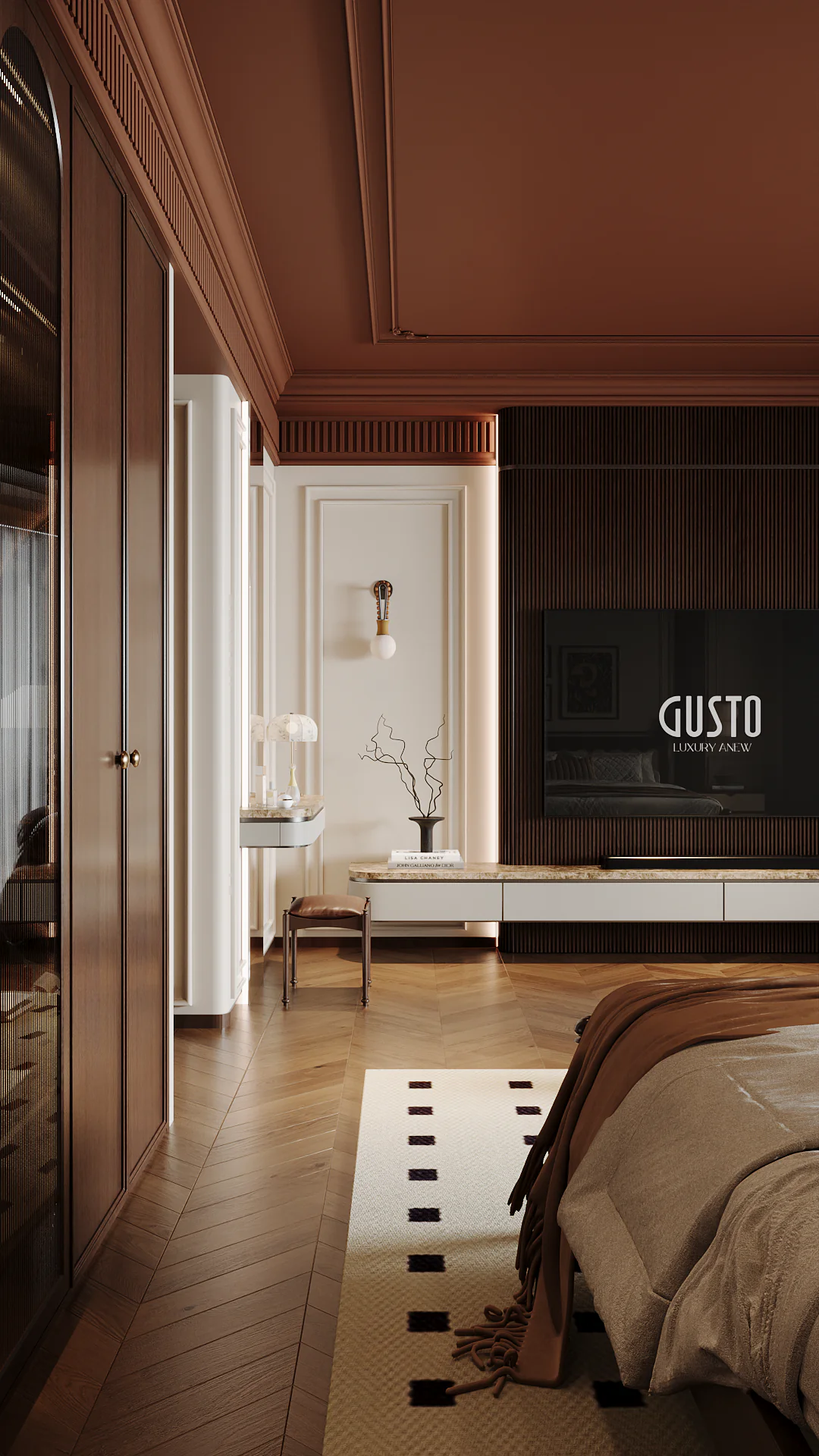 French Style Bedroom — headboard wall from project visualization
