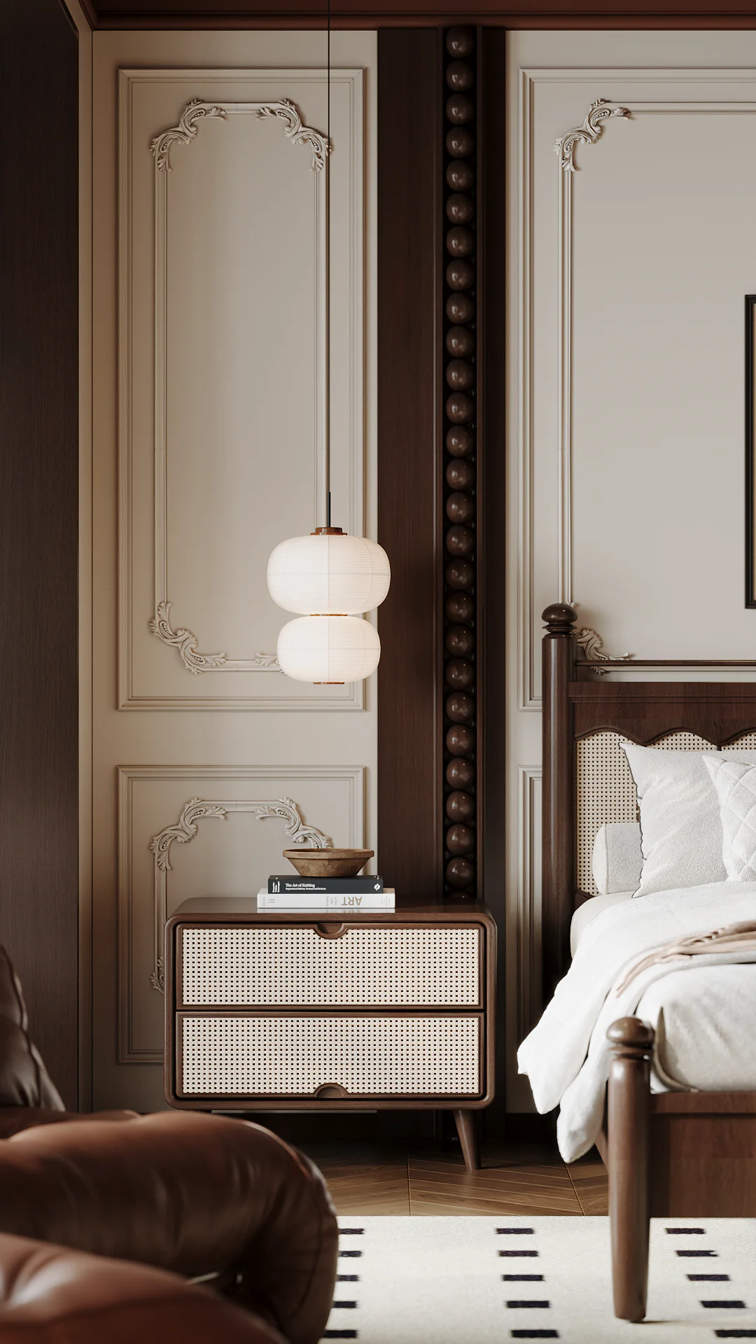 French Style Bedroom — smoked oak joinery