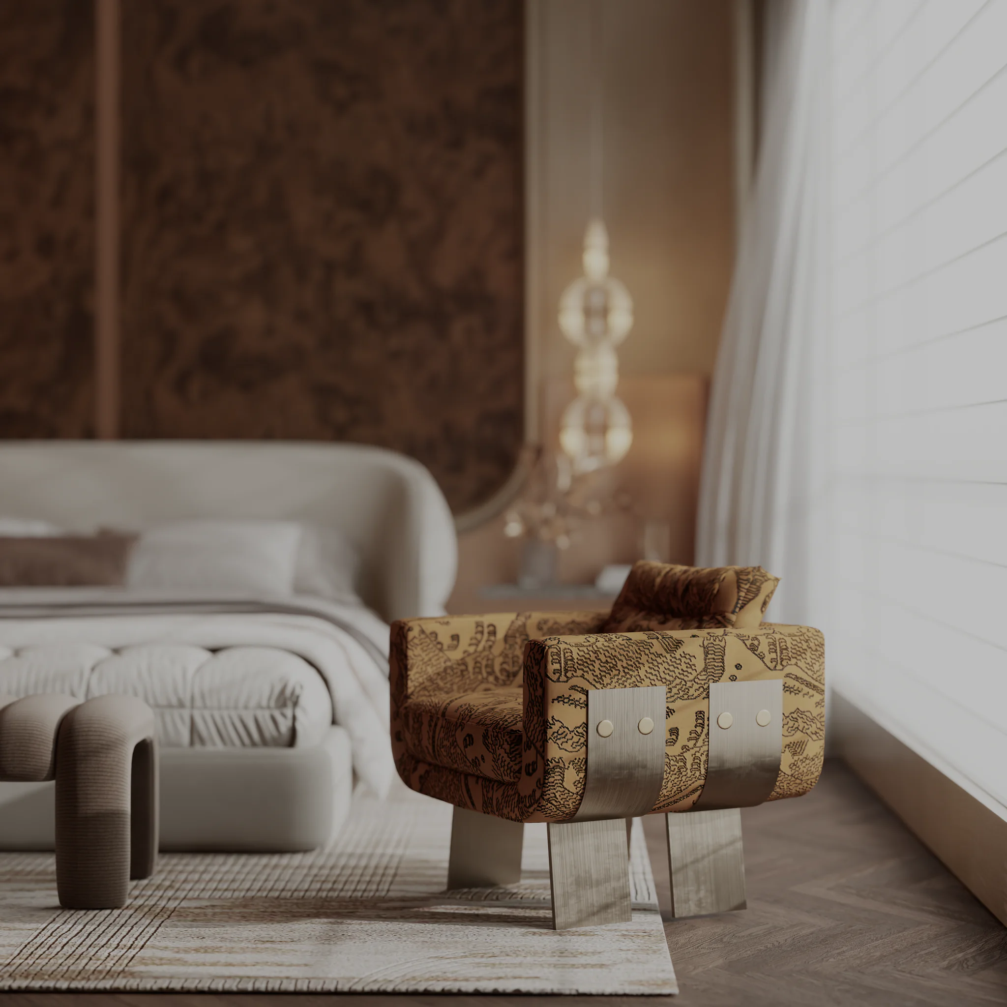 Serene Bedroom — soft light across linen and oak