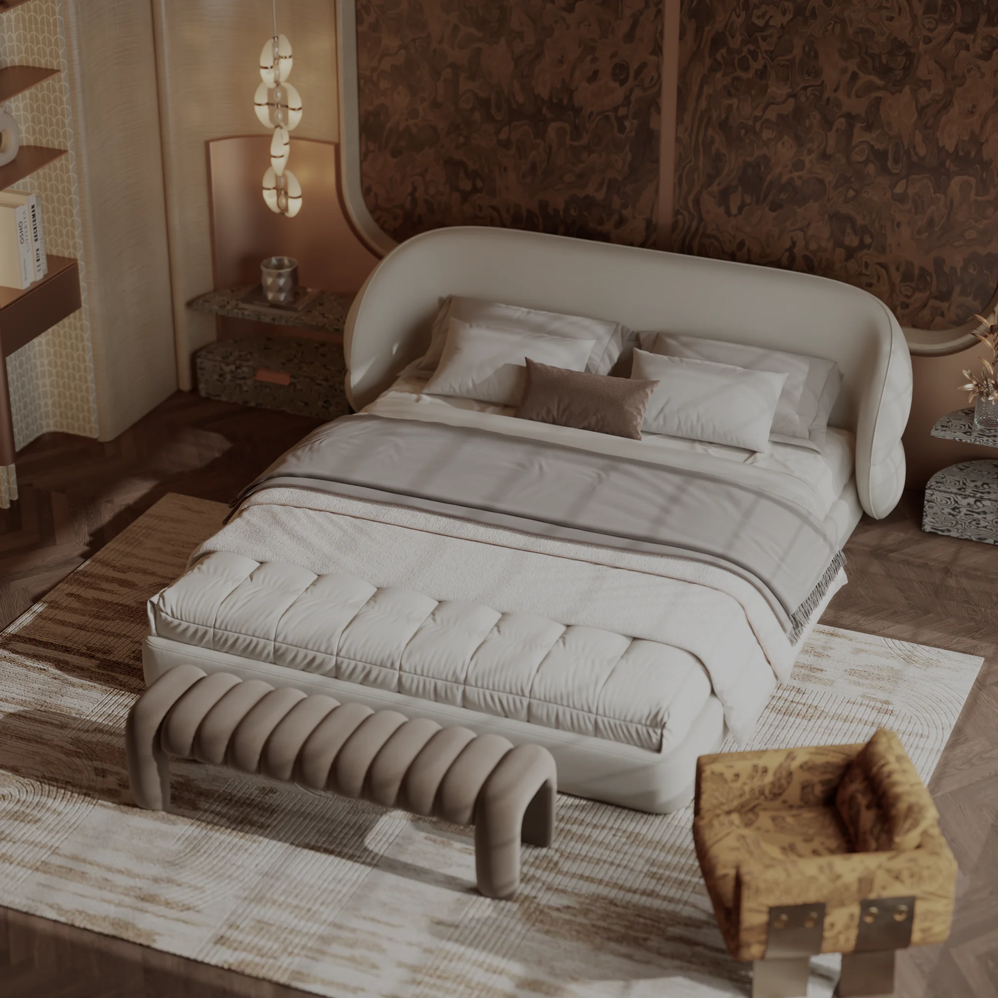 Serene Bedroom — linen sheers and indirect light